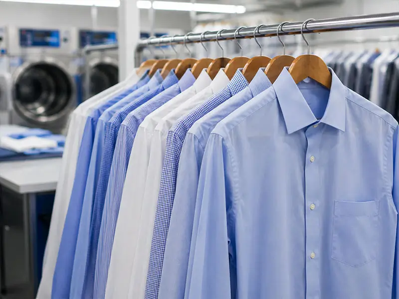 Laundered and pressed business shirts